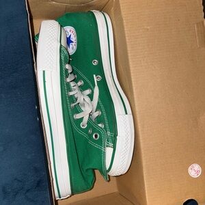 Converse Green High-Top Sneakers with White Laces and Rubber Sole